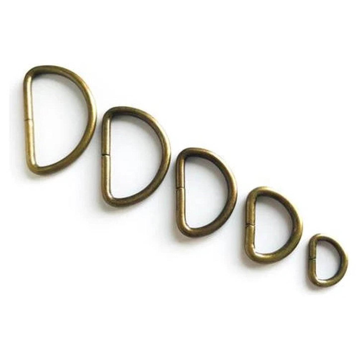 Antique brass D ring connectors, available in 5 sizes
