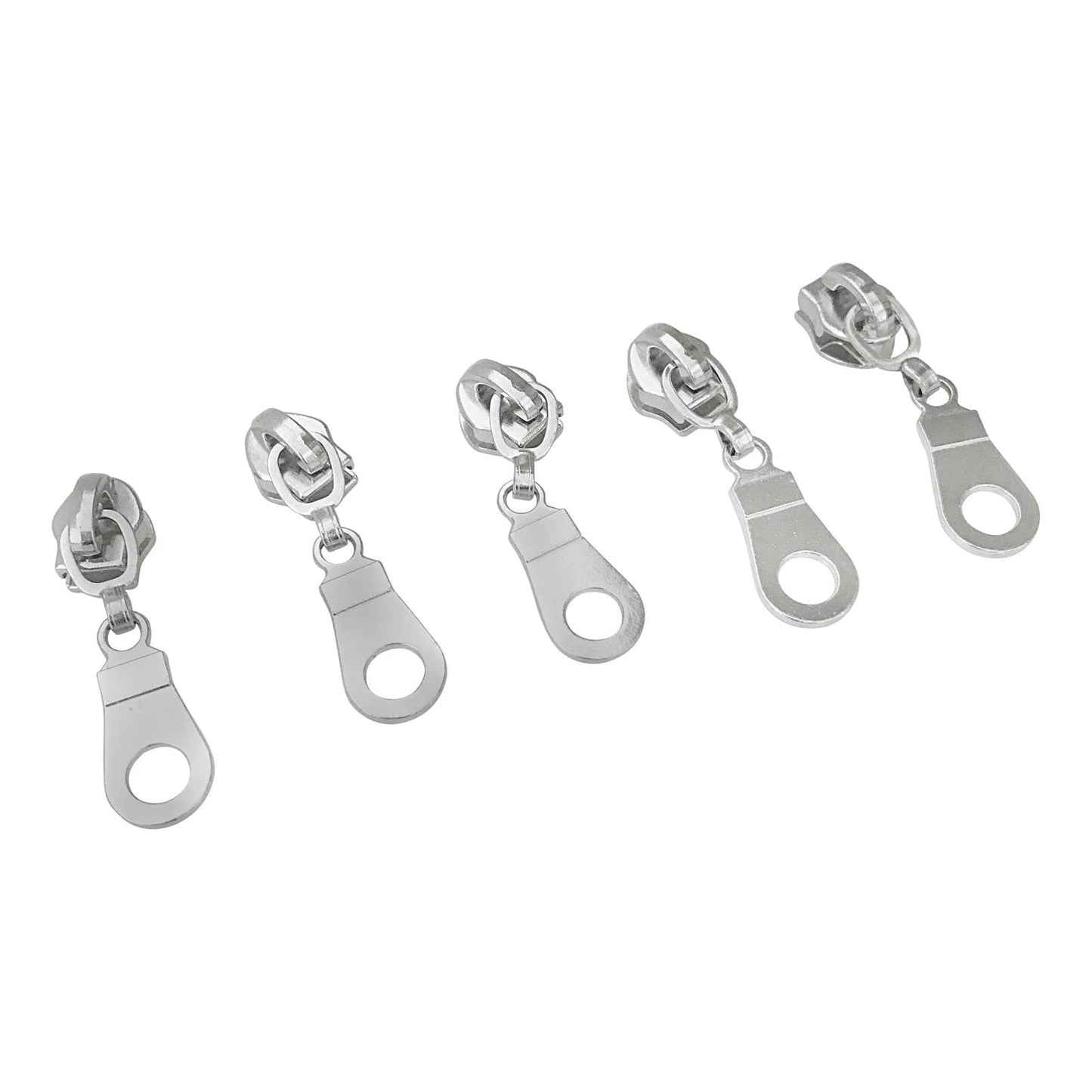 Donut pulls in Shiny Silver fit all No. 5 Zipper Tape