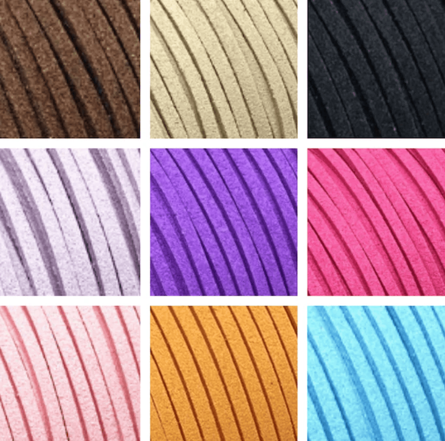 Bobbin Girl's faux suede cord can be used as a draw string for bags or to add an interesting zip pull to any bag