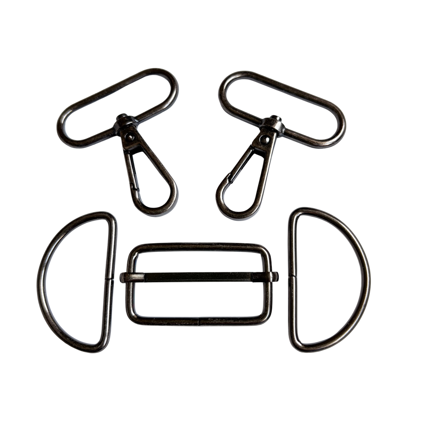 Gun Metal Bag Making Hardware Kit, size 11/2" (38mm), available with D Rings