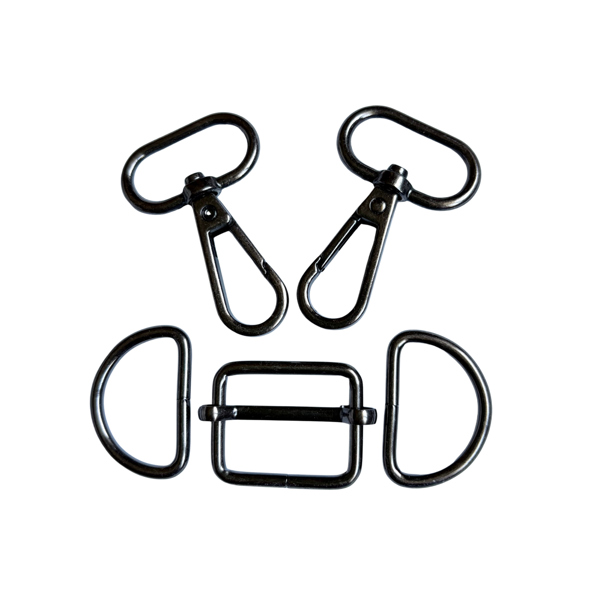 Gun Metal Bag Making Hardware Kit, size 1" (25mm), available with D Rings