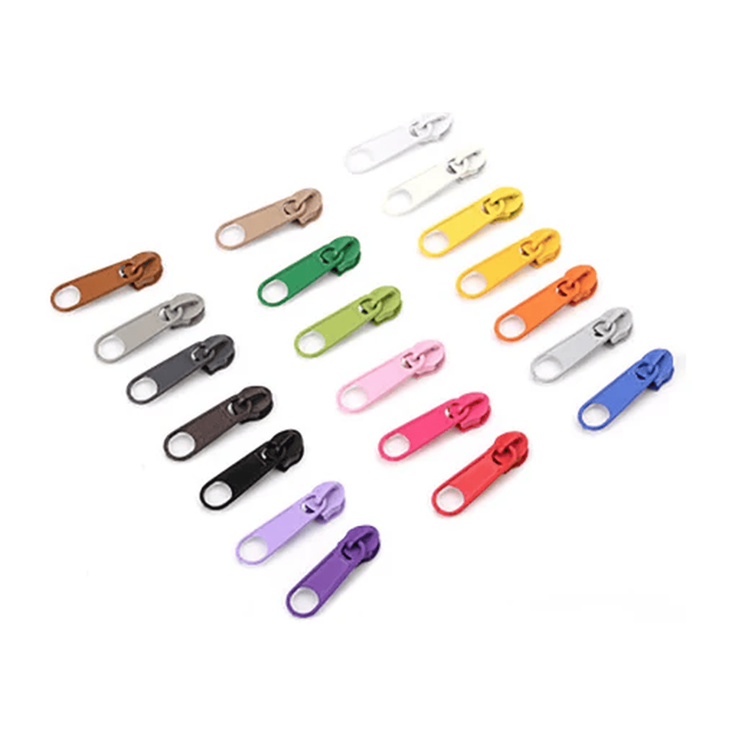 Jazzy No. 3 Zip Pulls from Bobbin Girl, sold in a pack of 8 assorted colours