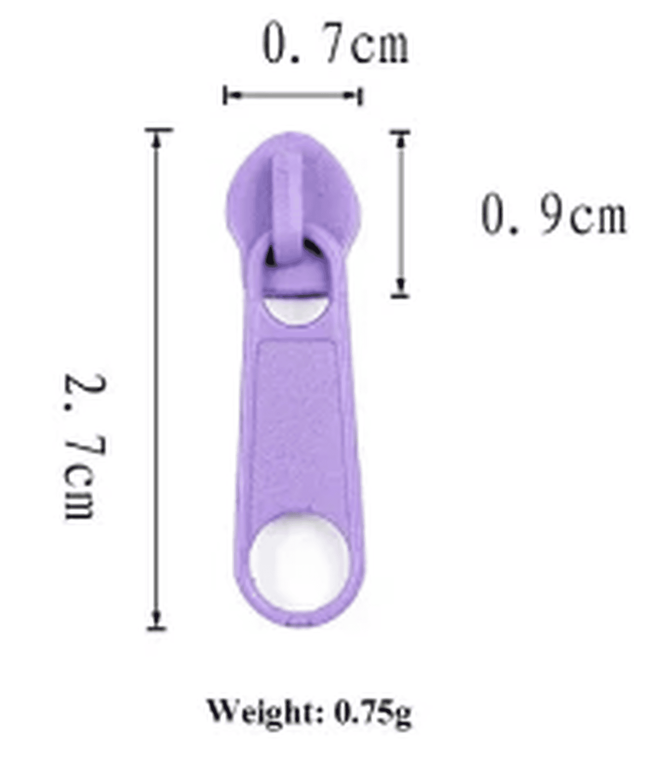 Bobbin Girl's No. 3 zip pulls are 2.7cm long an 0.7cm wide at the head. They are sold in packs of 8 jazzy colours
