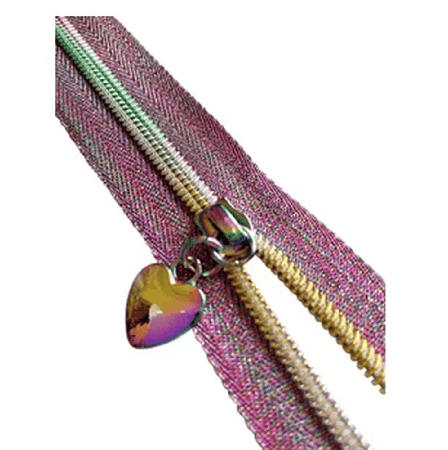 Rainbow Heart Pulls for No. 5 Zipper tape, available in packs of 4