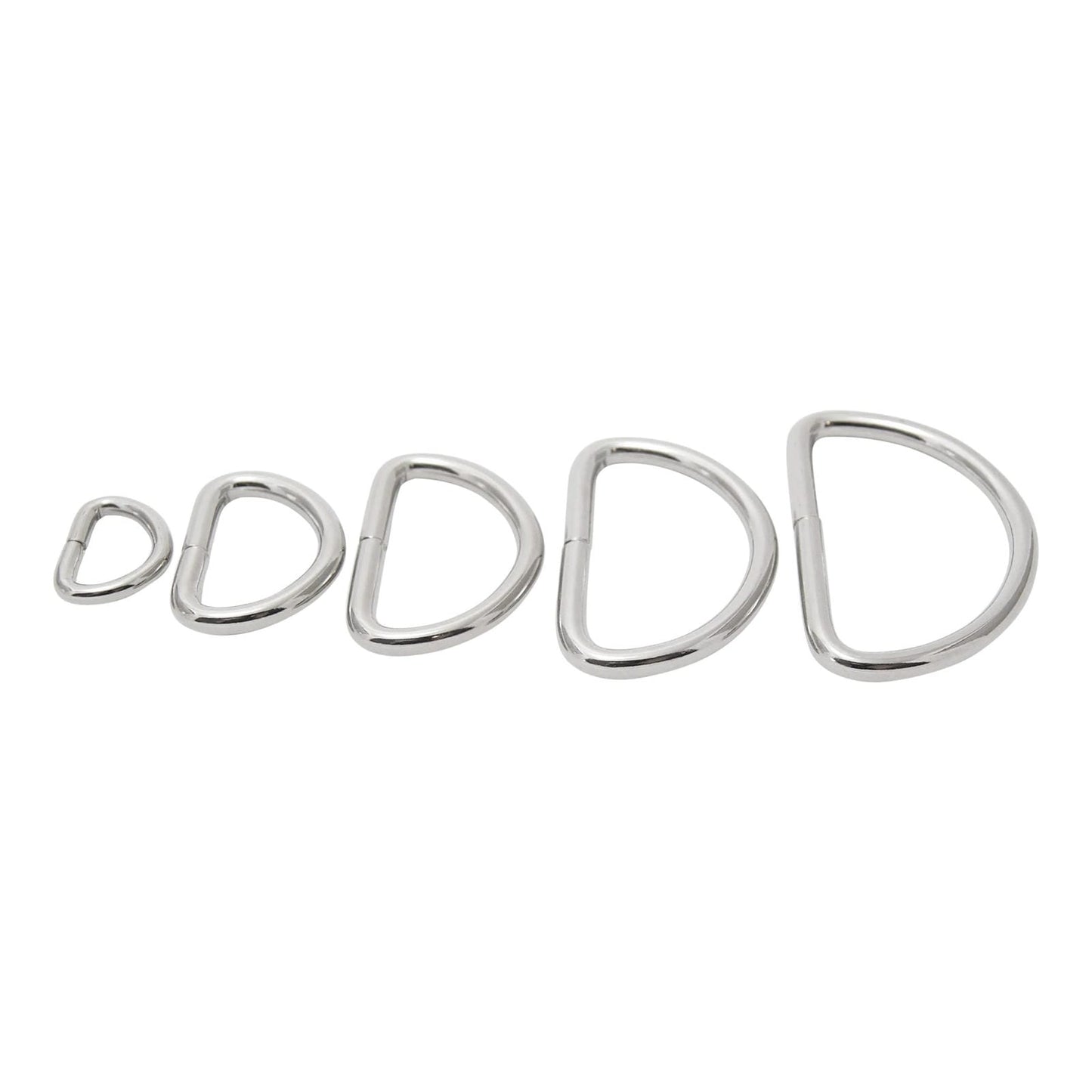 D rings for bag making, available in 5 sizes from 1/2" to 11/2"