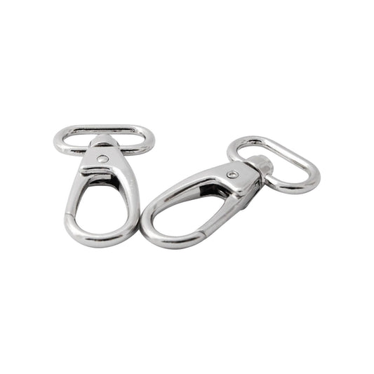silver snap hooks with a 25mm slot for 1" wide bag straps 