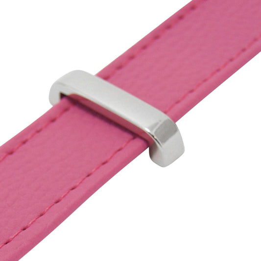 Use silver strap keepers to hold your bag handles in place 