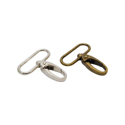 38mm or 11/2" inner diameter snap hooks are available in silver or antique brass and ideal for bag straps