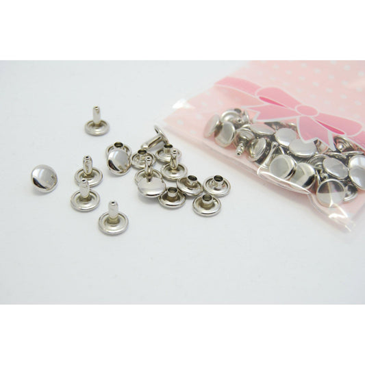 8mm x 6mm silver double cap rivets for bag making 