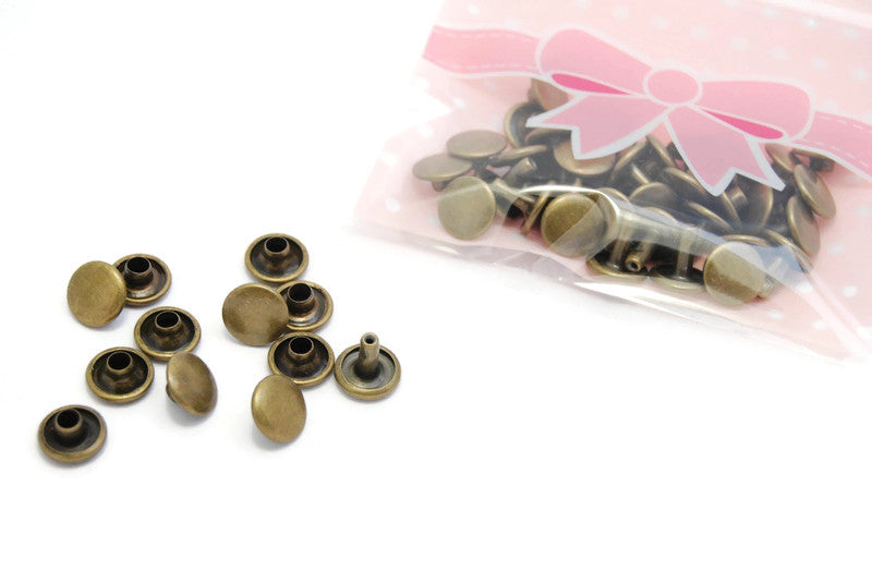 Antique Brass Double Cap rivets 9mm x 8mm