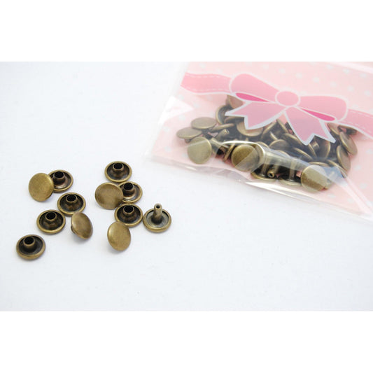 9mm x 8mm double cap rivets in antique brass for bag making 
