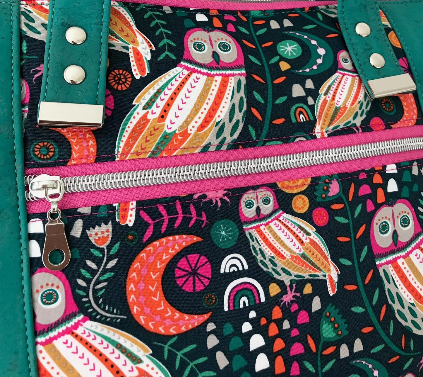 Bobbin Girl's No. 5 Pink Zipper Tape is sold by the yard with 3 shiny silver zipper pulls 