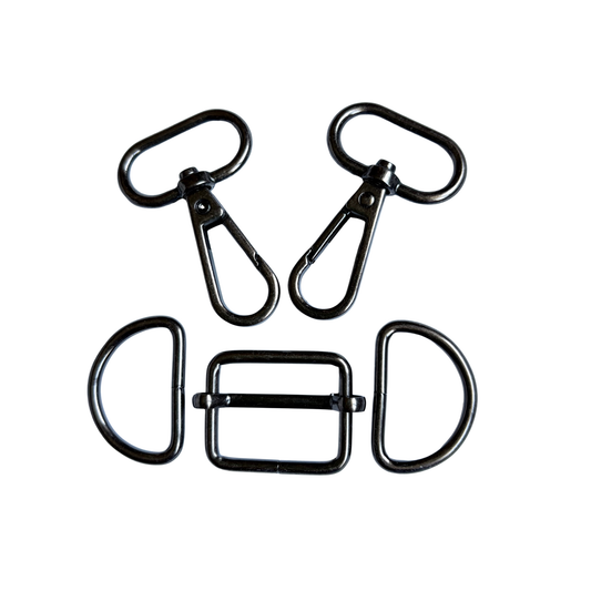 Gun Metal Bag Making Hardware Kit, size 1" (25mm), available with D Rings