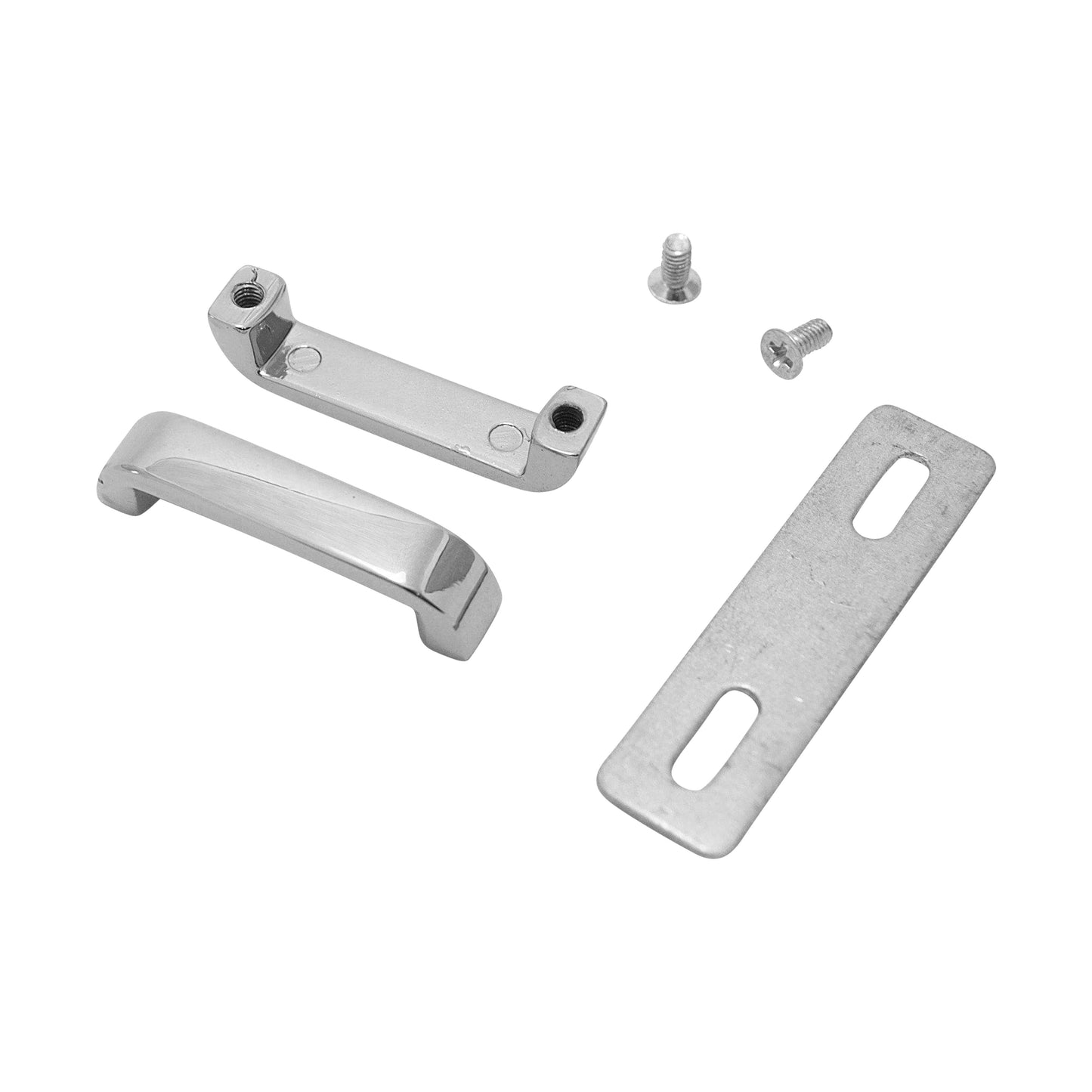 silver strap keepers are easily installed, make two holes in your fabric, use Fray Stop to prevent fabric fraying and then pass the screws through the hole and screw through the washer to secure 